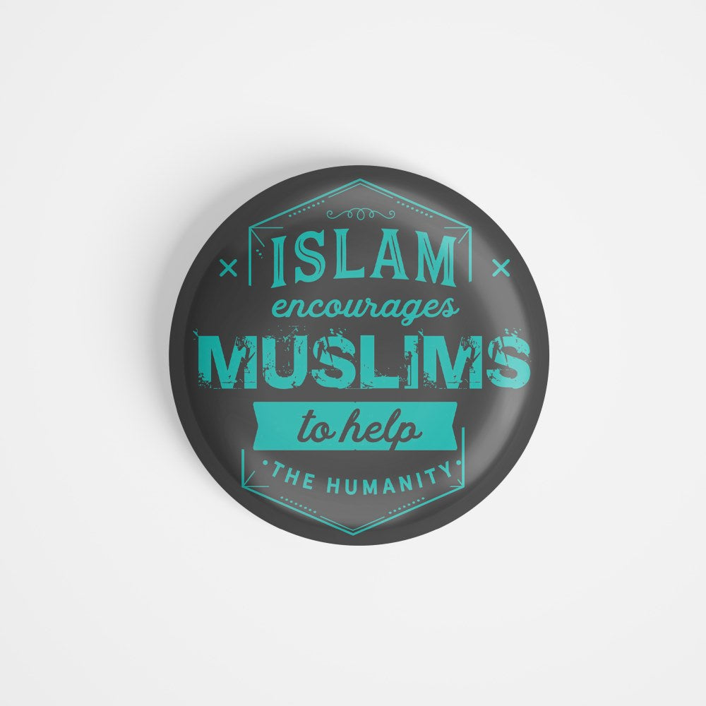 dhcrafts Round Fridge Magnet Grey Islam Encourages Muslims To Help The Humanity Glossy Finish Design Pack of 1 (75 mm)